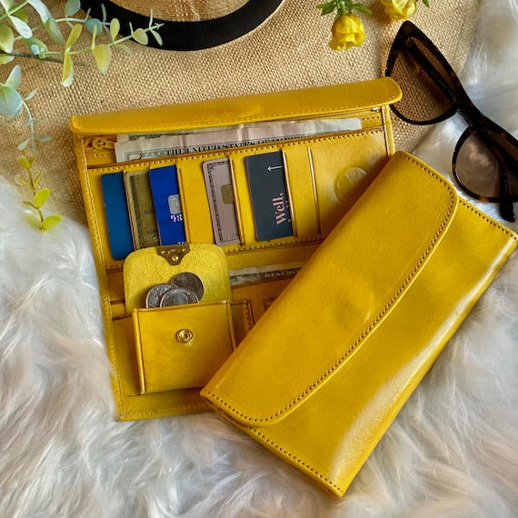 Colorful Slim Soft Leather Trifold Wallets for Women - Personalized Gift Handmade & Sustainable