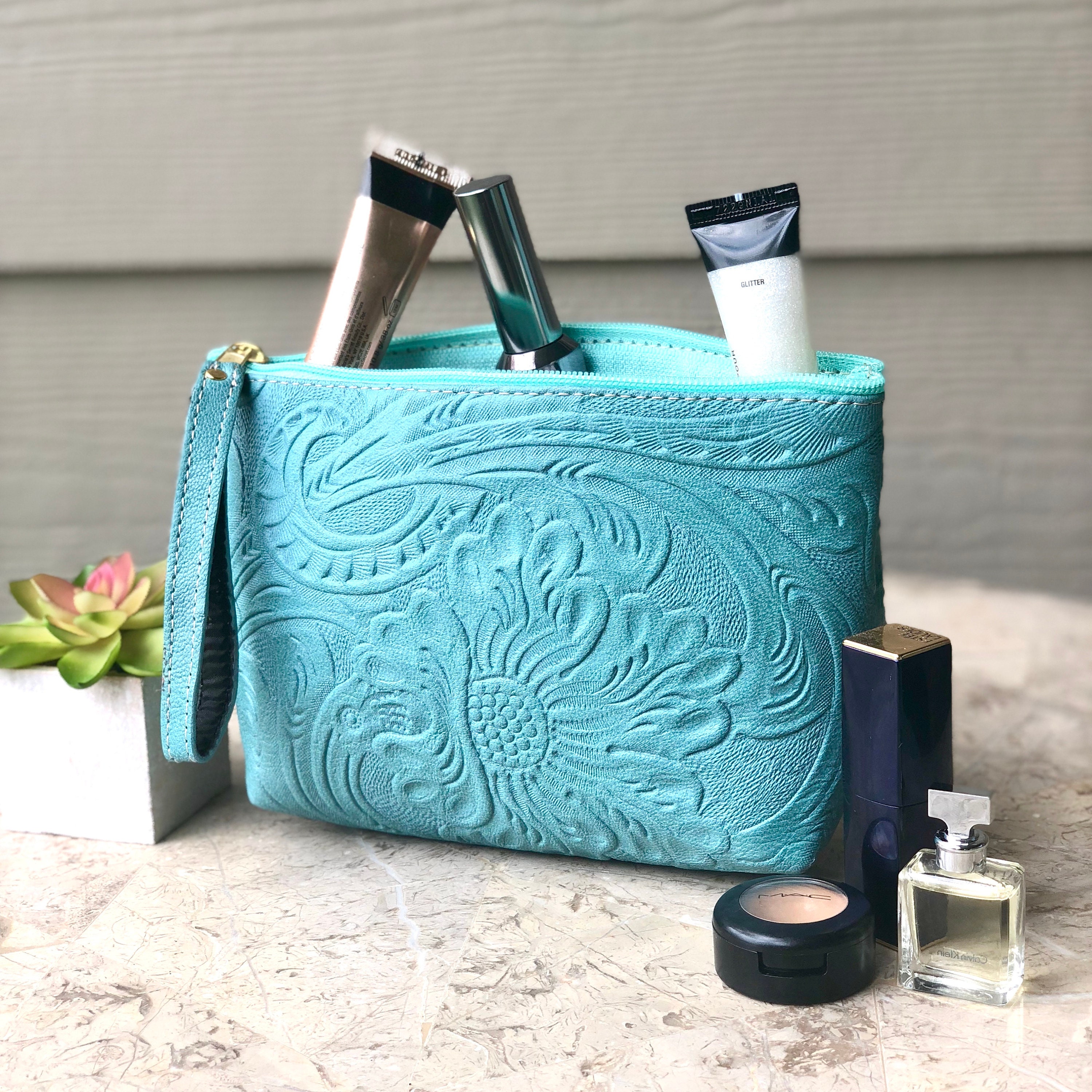 Cosmetic Bag, Make up Bag, Leather Bag, Handmade Leather Makeup Bag