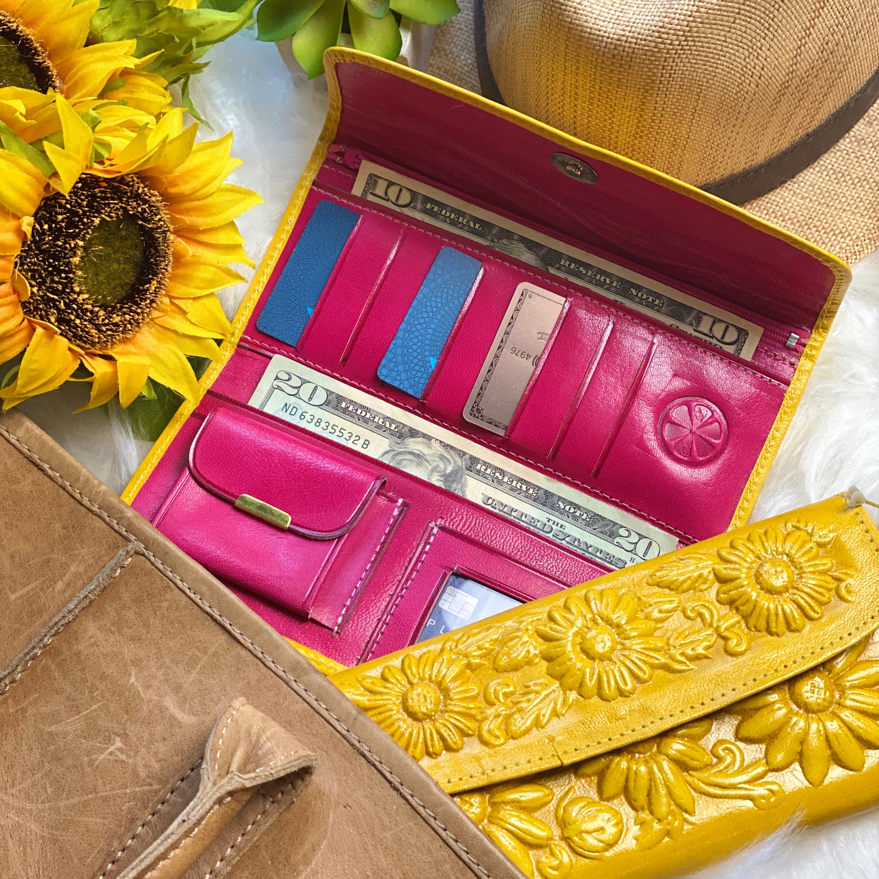 Sunflower Leather wallets for women Bohemian Wallet Wallet Women's