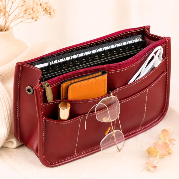 Handmade Leather Purse Organizer Insert: Sustainable Bag Organizer