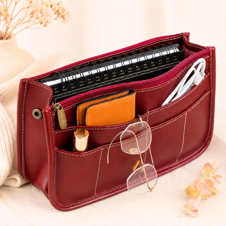Handmade Leather Purse Organizer Insert: Sustainable Bag Organizer image 1