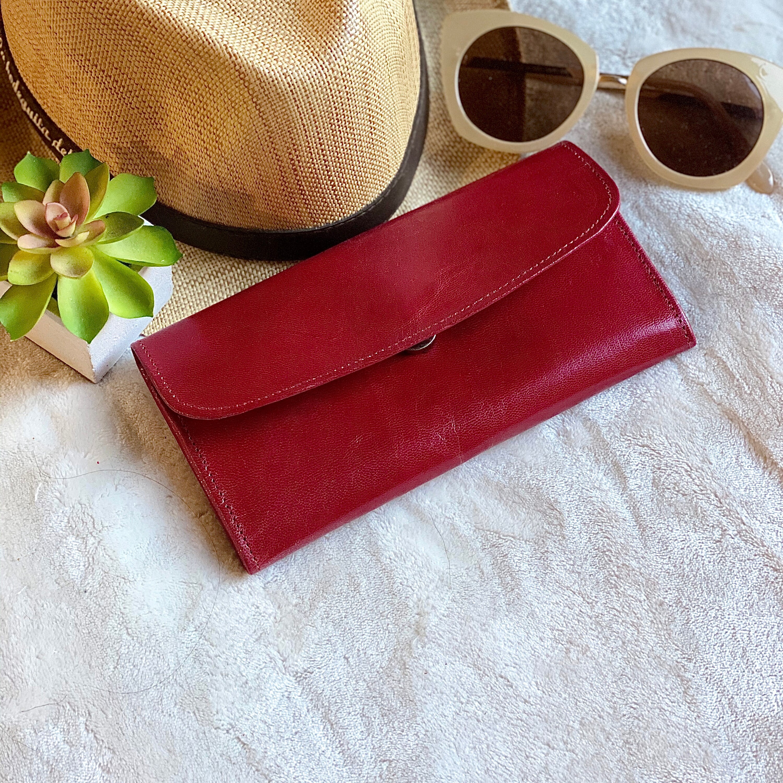 Handmade Leather wallet for woman Red leather wallet Wallets for