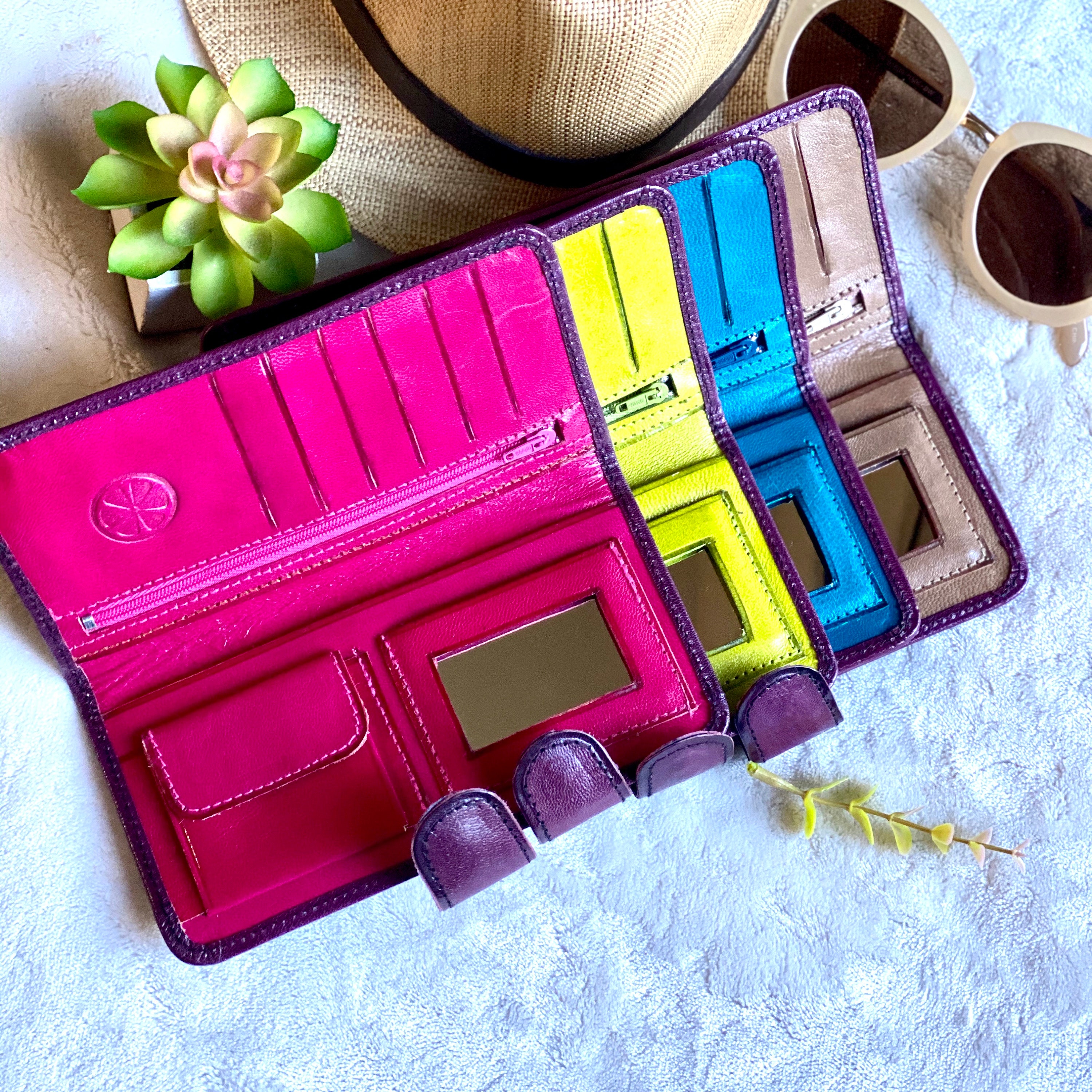 Bicolor Leather woman wallet handmade wallet for woman credit card