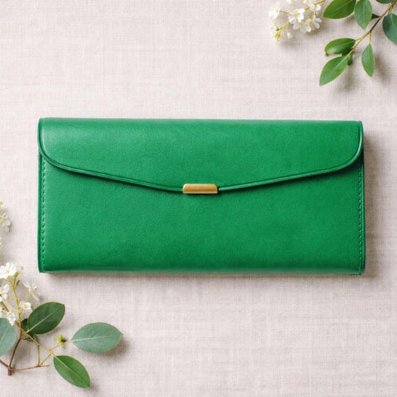 Personalized Women’s Leather Wallet, Engraved Clutch Wallet, Long Bifold Wallet, Custom Signature Wallet, Gift for Her
