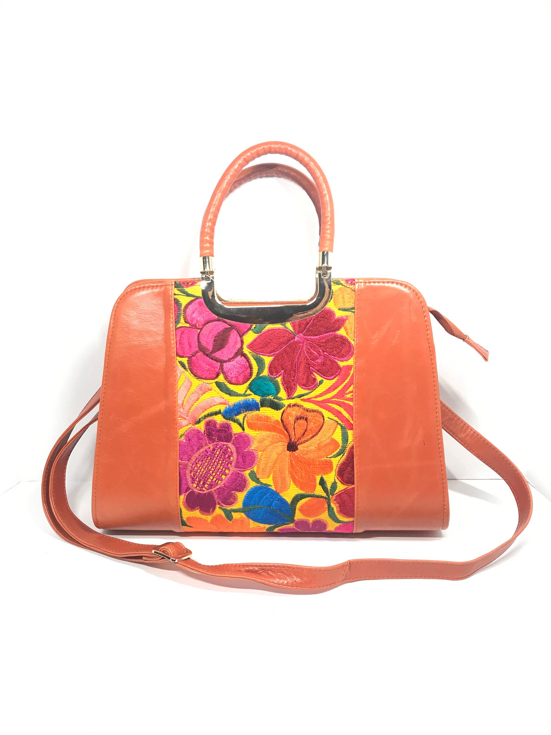 Embroidered Leather Purse/ Mexican Leather Purse? Hand Made Embroidery