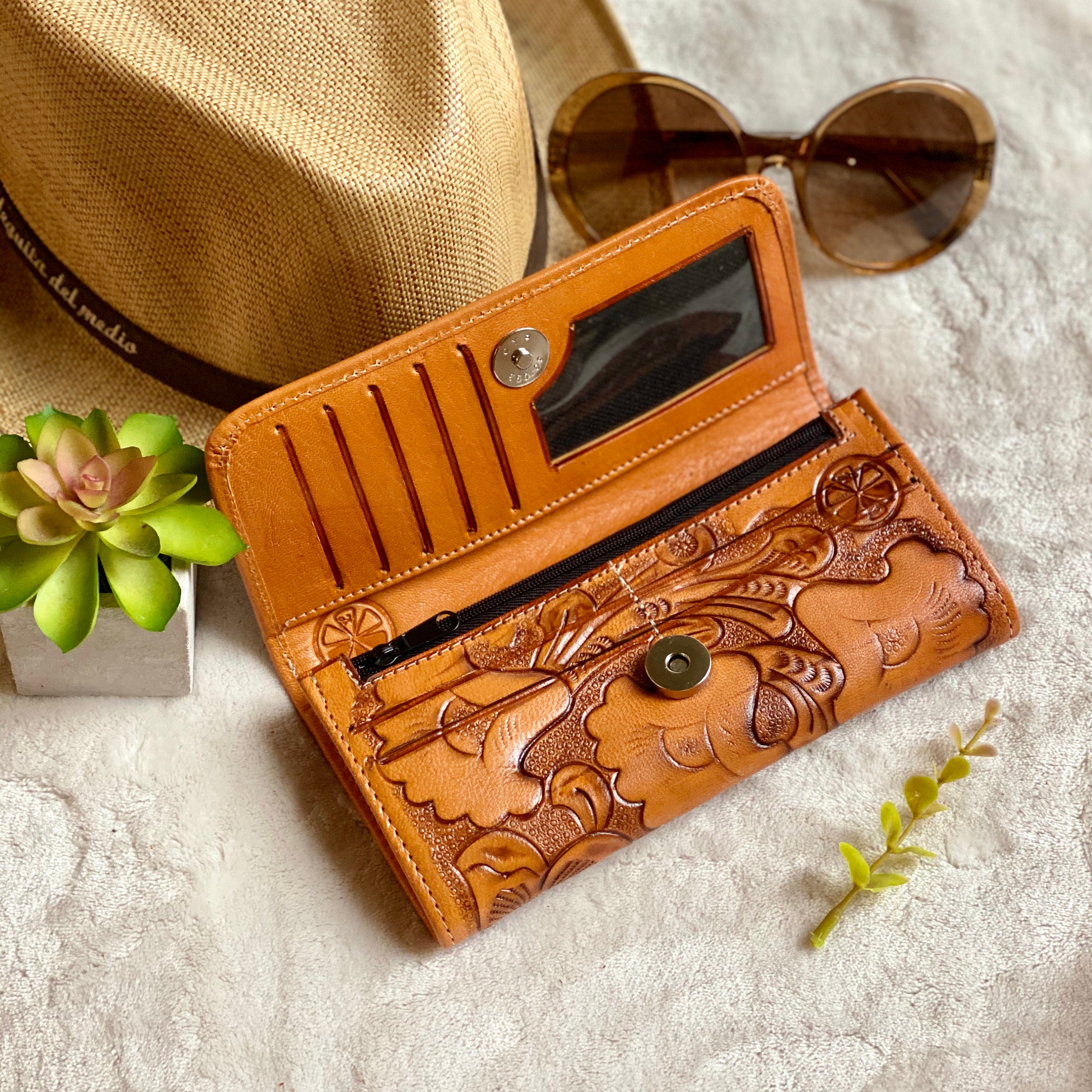 Bohemian leather wallet for women wallet women leather purse