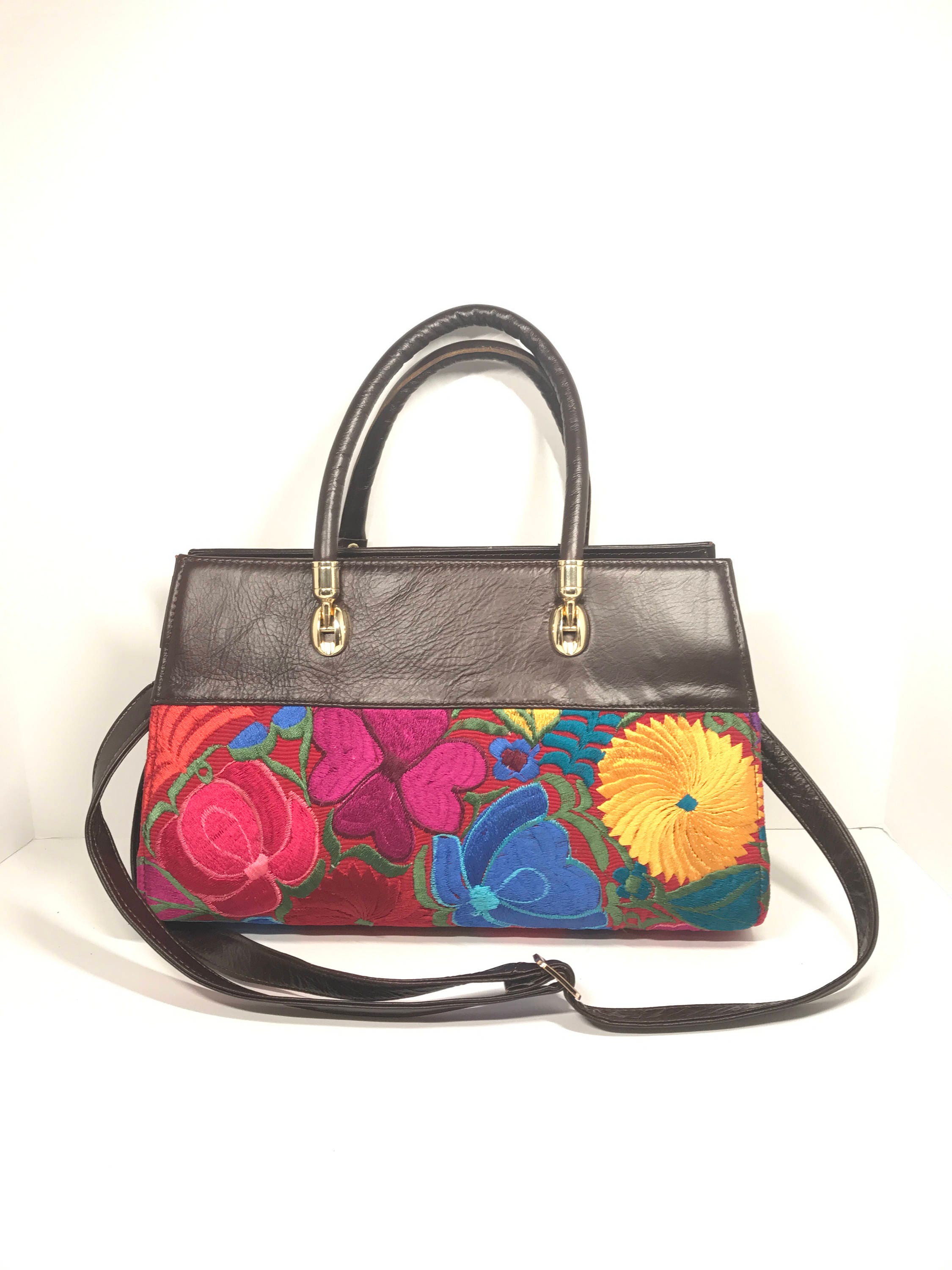 leather embroidered purse