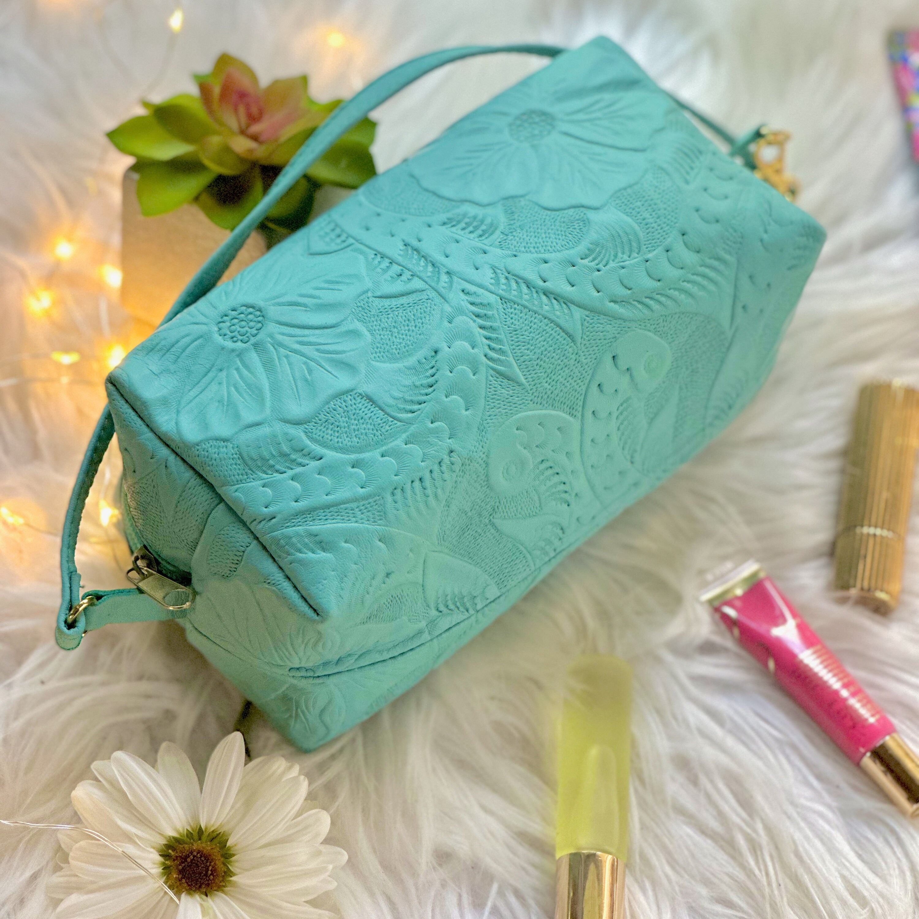 Authentic Leather Makeup Bag • Handmade Cosmetic Bag • Personalized