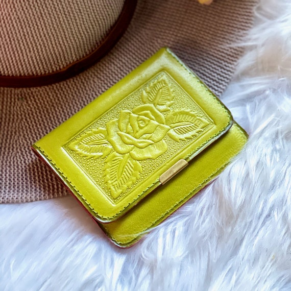 Embossed Leather Small Wallet • Personalized Card Holder for women