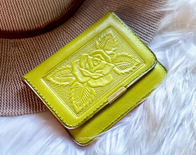 Embossed Leather Small Wallet • Personalized Card Holder for women