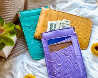 Handmade leather credit cards holders • credit card wallet • squeeze pouch • Gifts for her