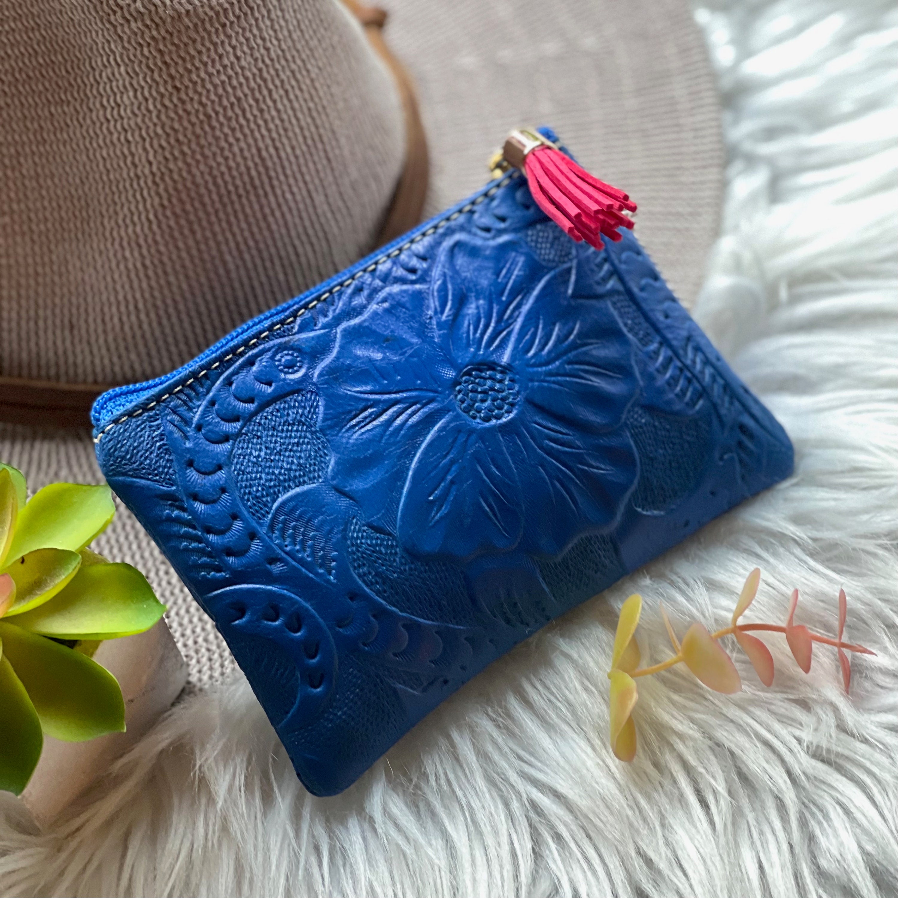 Small leather makeup bag for purse • small cosmetic bag • woman zipper