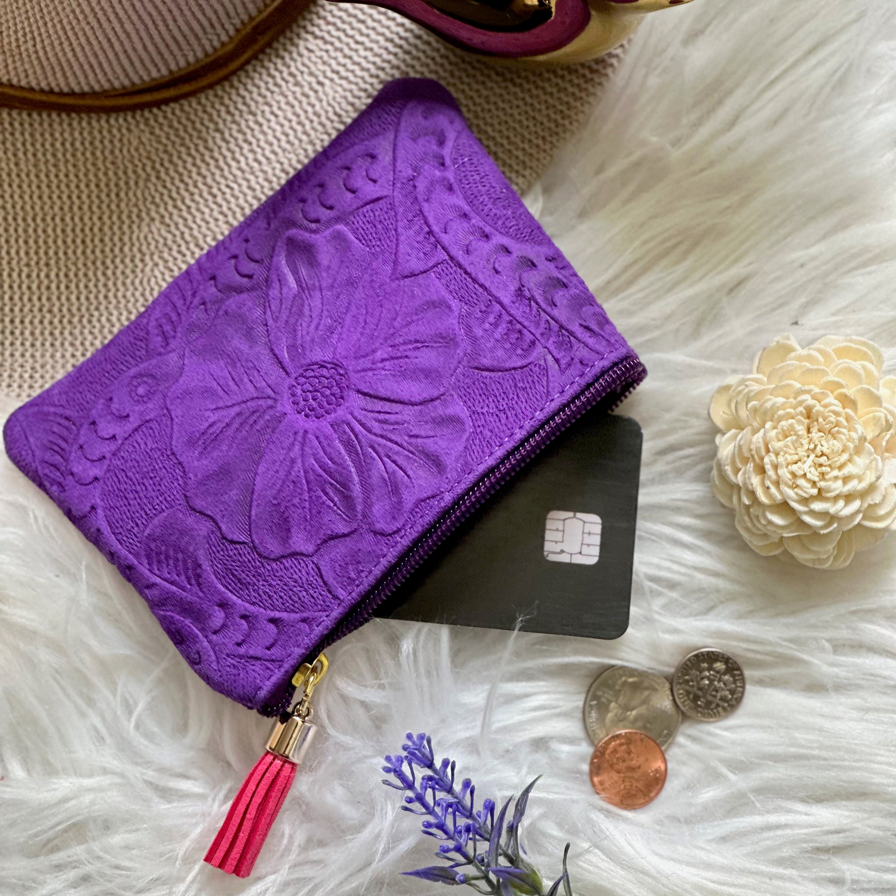 Small leather makeup bag for purse • small cosmetic bag • woman zipper