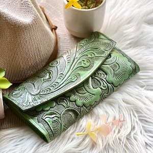 Carteras de piel para mujer • carteras personalizadas para mujer • Regalos para ella • Regalos de aniversario de cuero