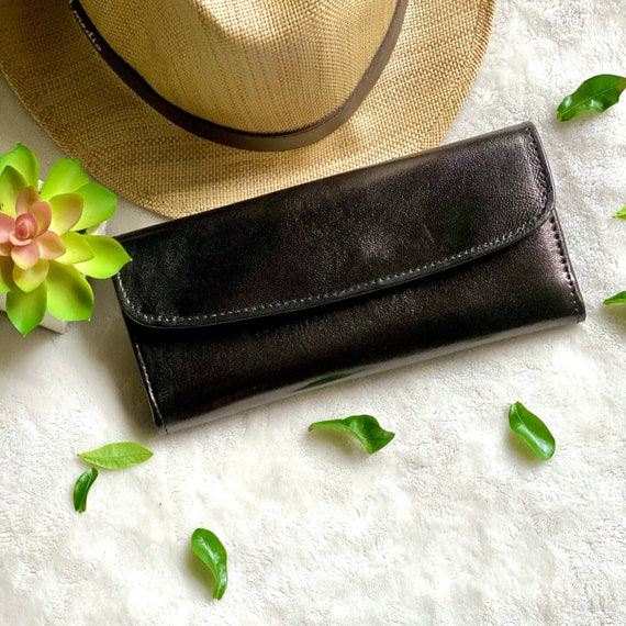 Slim Bicolor Leather Wallet: Personalized Engraved Women's Wallet
