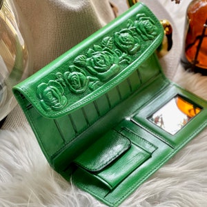 Cute leather women’s embossed wallet • Vintage style women's wallets • wallets for ladies • girly leather wallet