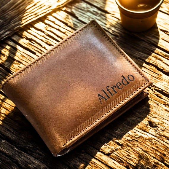 Personalized Leather Wallet for Men: Handmade Engraved Gift