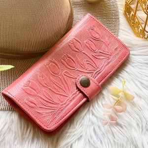Leather embossed bifold wallets for women •  women's  leather wallets • cute floral wallets for woman • birthday gifts for her