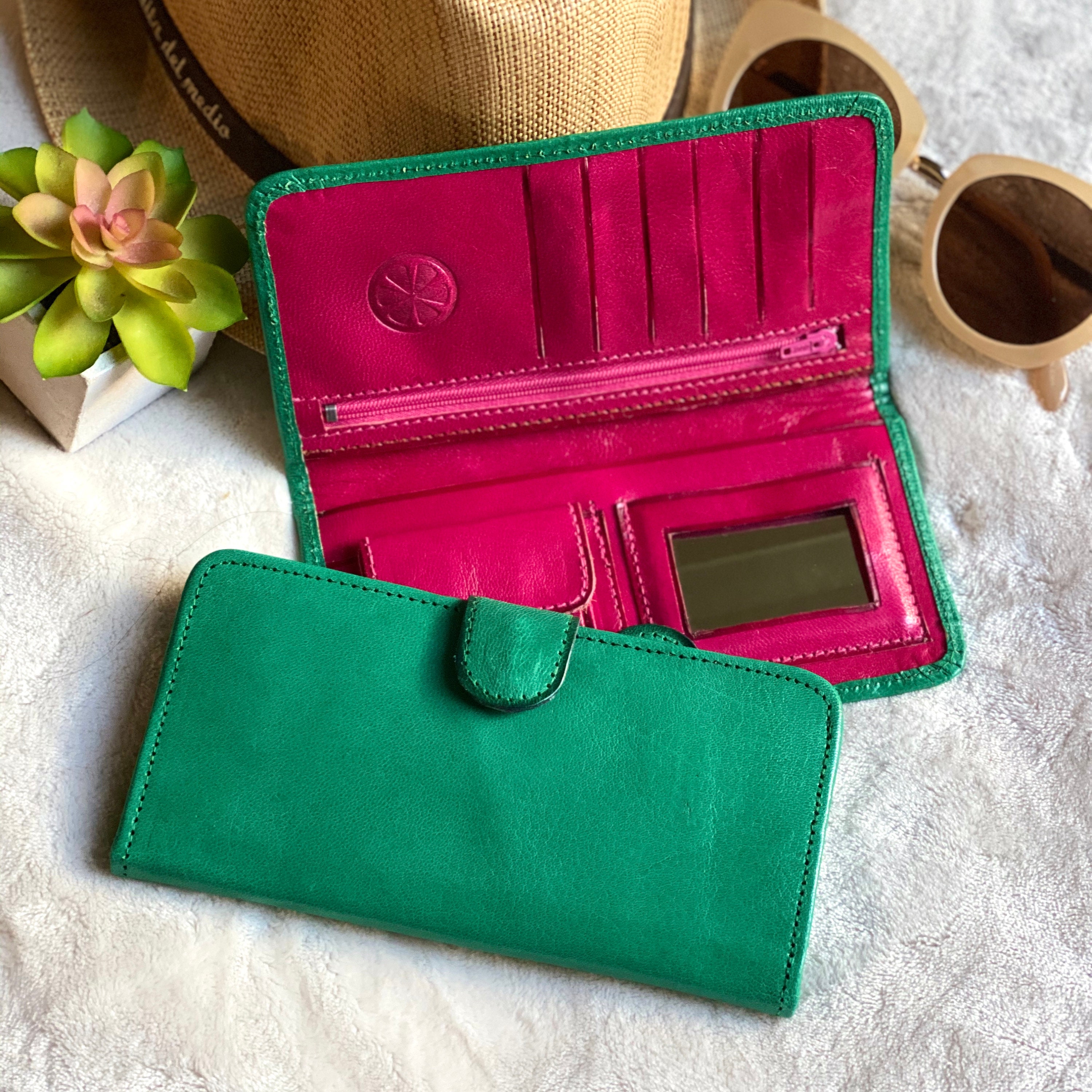 Handmade leather bicolor woman walletsleather wallets women's