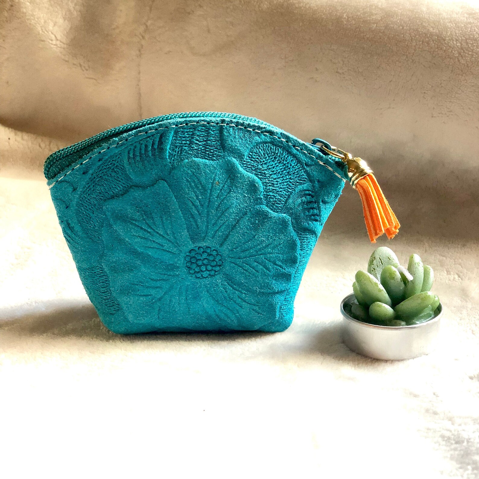 Floral Leather Cosmetic Bag Small Makeup Pouch Small Etsy