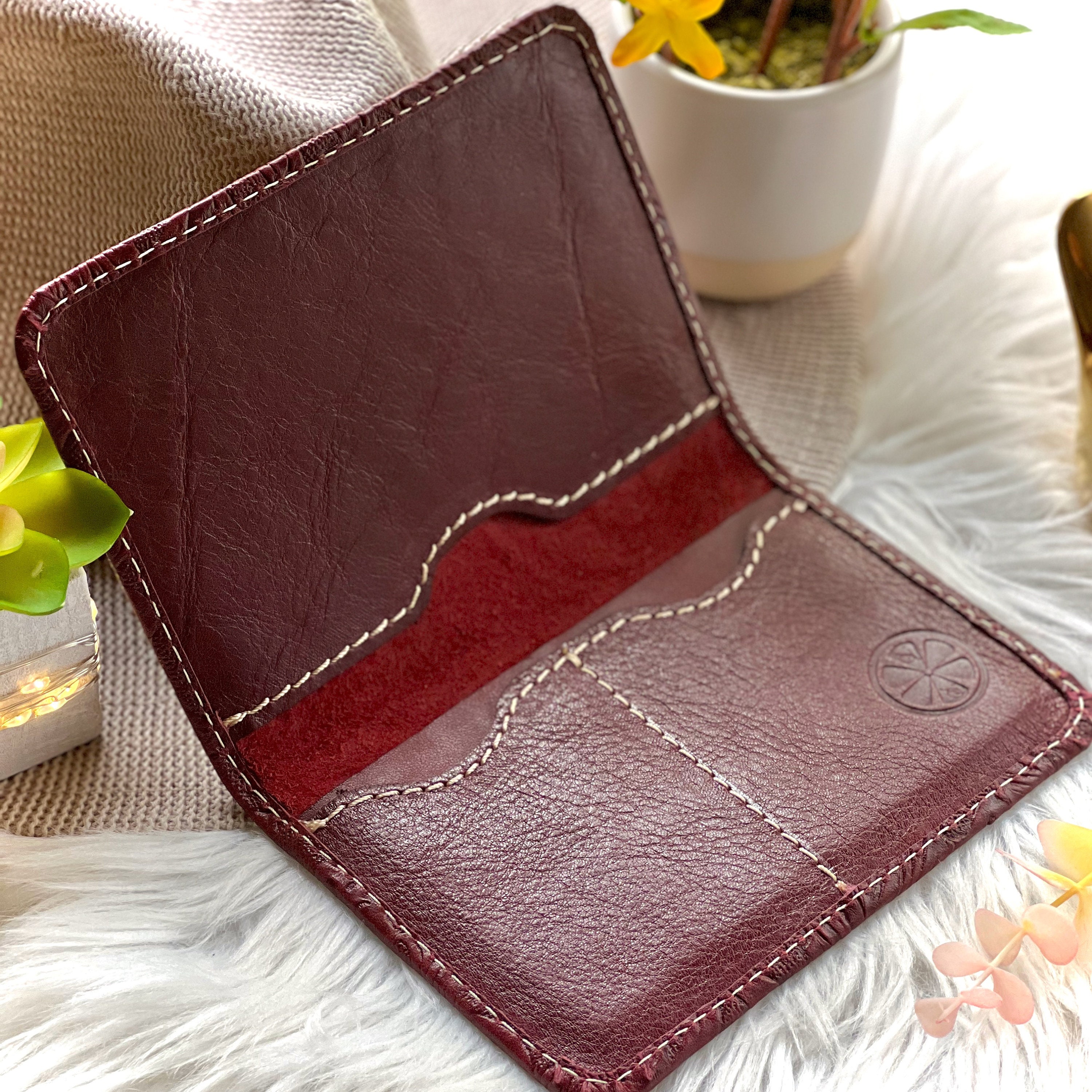 Boho western sustainable leather passport holder • tooled leather