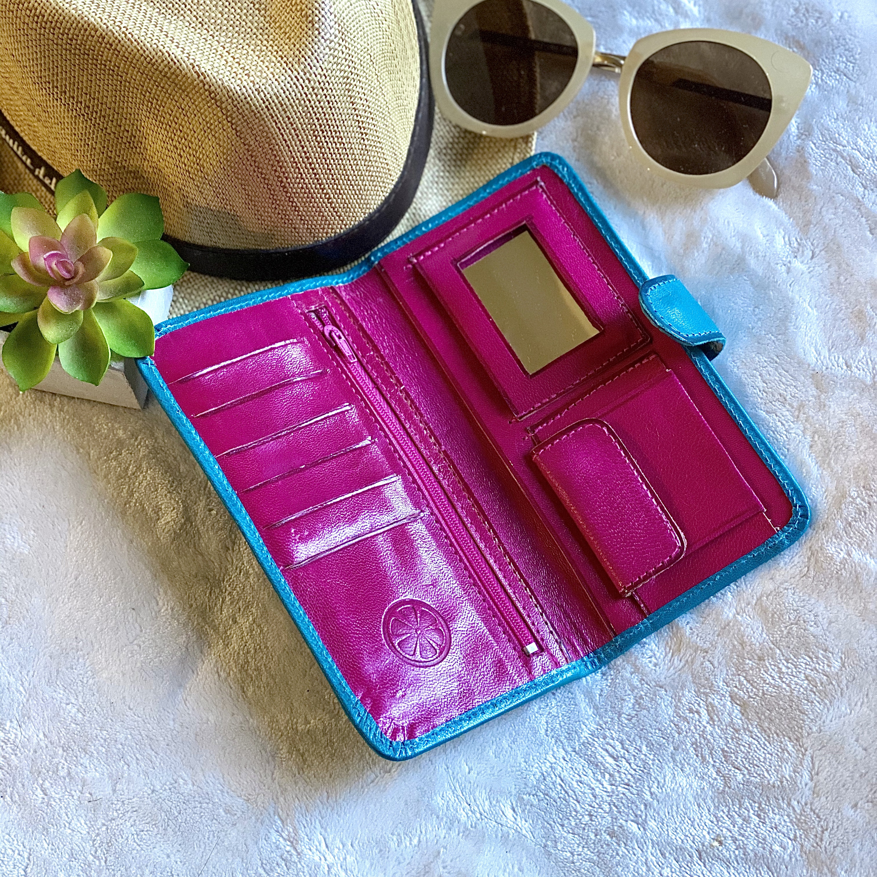 Handmade lime green wallet woman Leather woman wallet small wallet