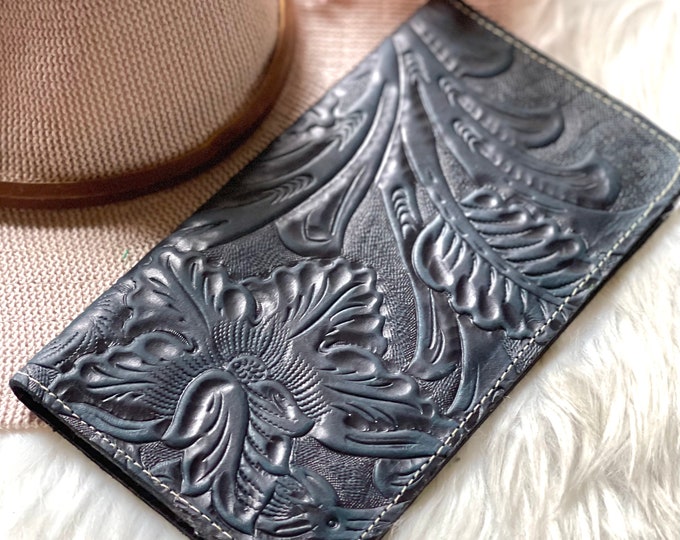 Personalized handmade bohemian tooled women's leather wallet-gifts for her -