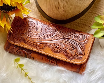 Bohemian leather wallet for women • wallet women • leather purse • credit card wallet • wallets for women•  personalized gifts