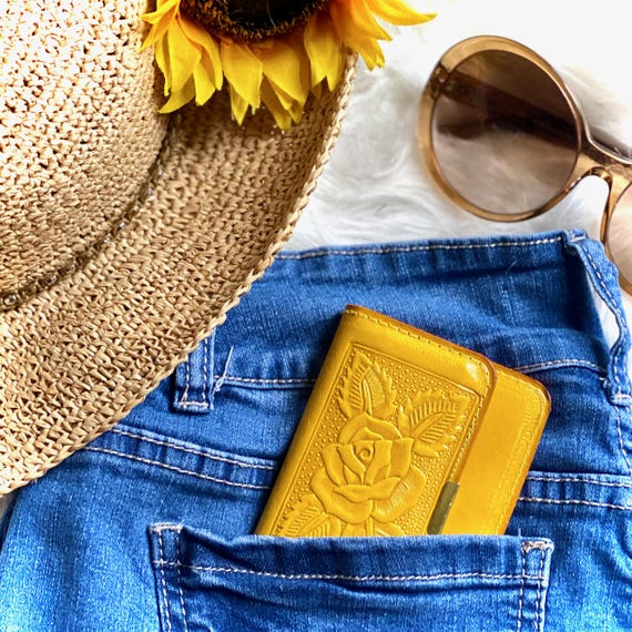 Boho Minimalist Leather Wallet: Sustainable Leather, Snap Closure