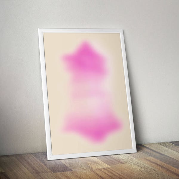 Pink Watercolor Art Print Poster Wall Art Decor, Pink Inkblot Art Print, Abstract Art Print, Gradient Pink Print, Brooklyn Cool Unique Art