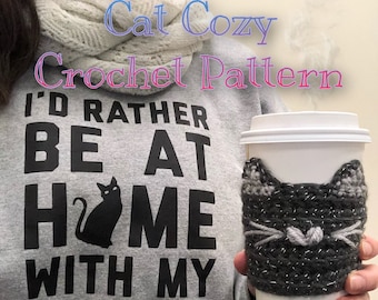 Cat Cup Cozy Crochet Pattern PDF, Digital Download