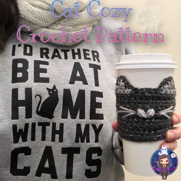 Cat Cup Cozy Crochet Pattern PDF, Digital Download
