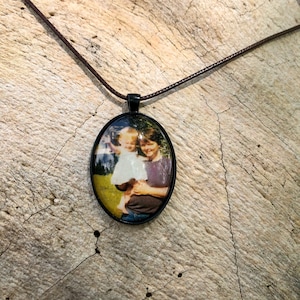 Pendant with CUSTOM PHOTO - necklace included - OVAL ~1.25x1.5” photo setting