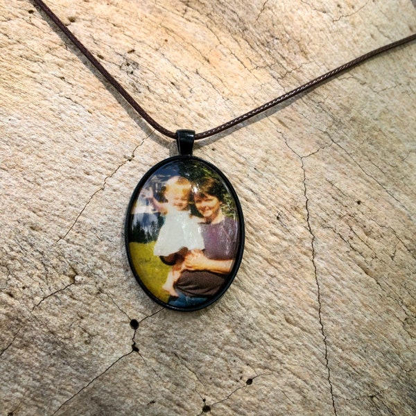 Pendant with CUSTOM PHOTO - necklace included - OVAL ~1.25x1.5” photo setting