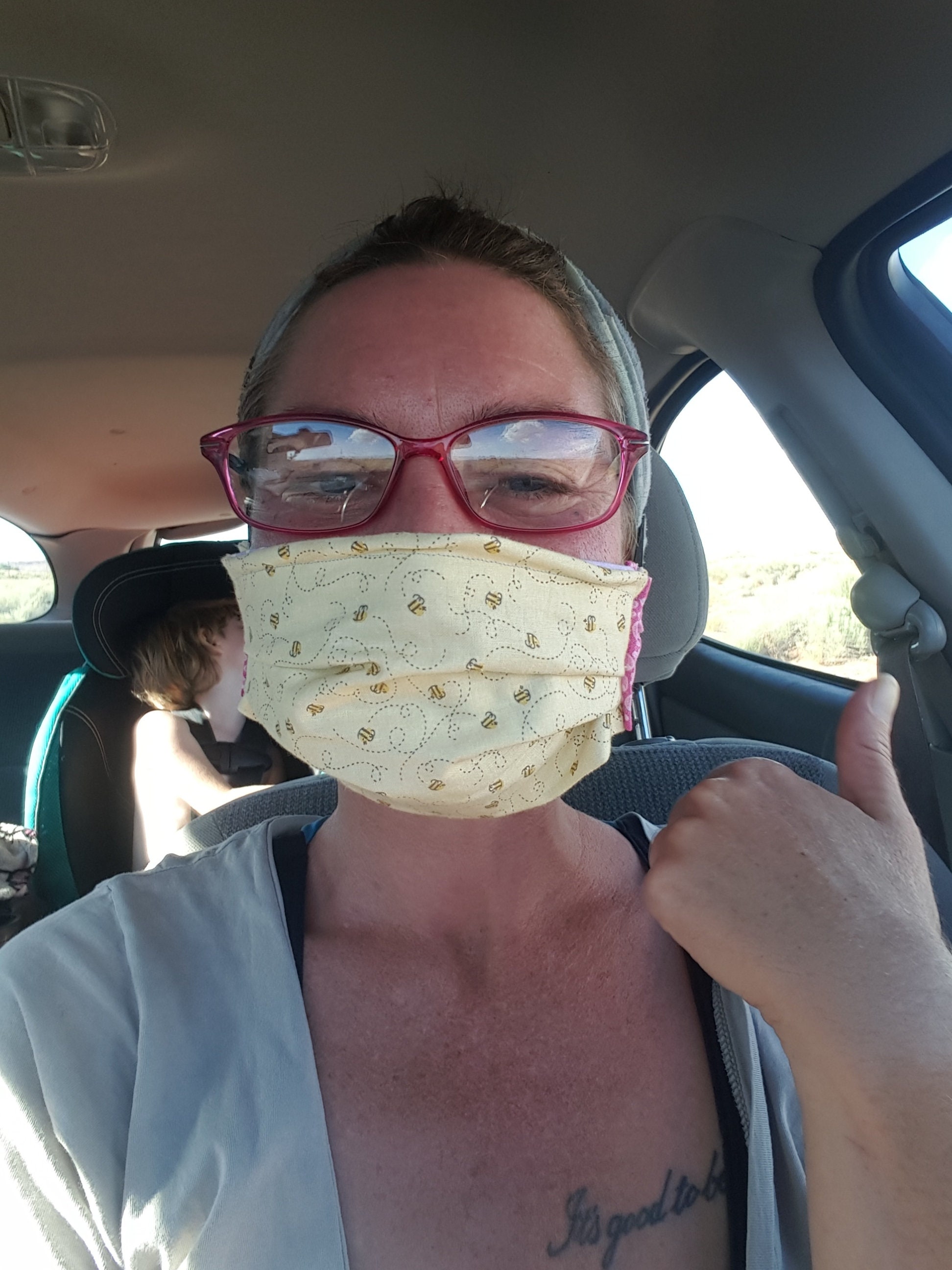 Washable Cotton Face Mask with Filter Pocket Without Ear Loops