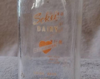 Rare Collectible Glass Bottle from Kauai Hawaii Sokei Dairy Milk Glass Vintage Glass Bottle Collectors