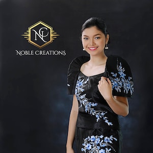 FILIPINIANA DRESS Handpainted Mestiza Gown - Black