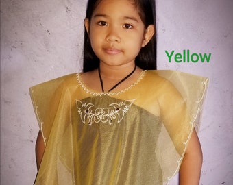 KIDS FILIPINIANA Embroidered and Sequined KIMONA Handmade Philippine National Costume Barong Tagalog Maria Clara Baro at Saya Heritage