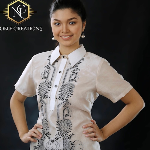 Modern FILIPINIANA Dress Silk BARONG 