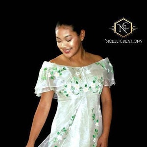 FILIPINIANA DRESS Hand-painted Off-shoulder Gown Philippine National ...
