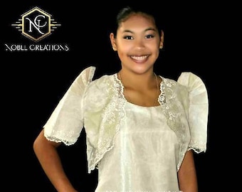 FILIPINIANA Embroidered BOLERO Philippine National Costume - Beige