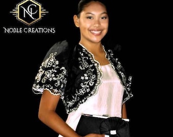 FILIPINIANA Embroidered BOLERO Philippine National Costume - Black