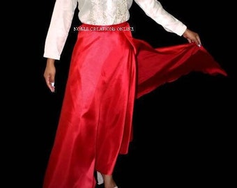 TAFETTA WRAP SKIRT for Ladies Barong Tagalog  Free Size Philippine National Costume Independence Day -Red