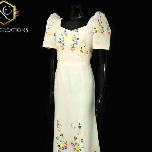FILIPINIANA Dress Hand-painted and 