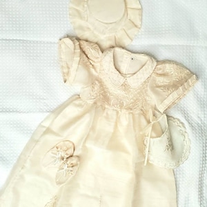 Ensemble robe de baptême philippine pour bébé fille avec doublure Costume national philippin robe formelle barong tagalog - beige