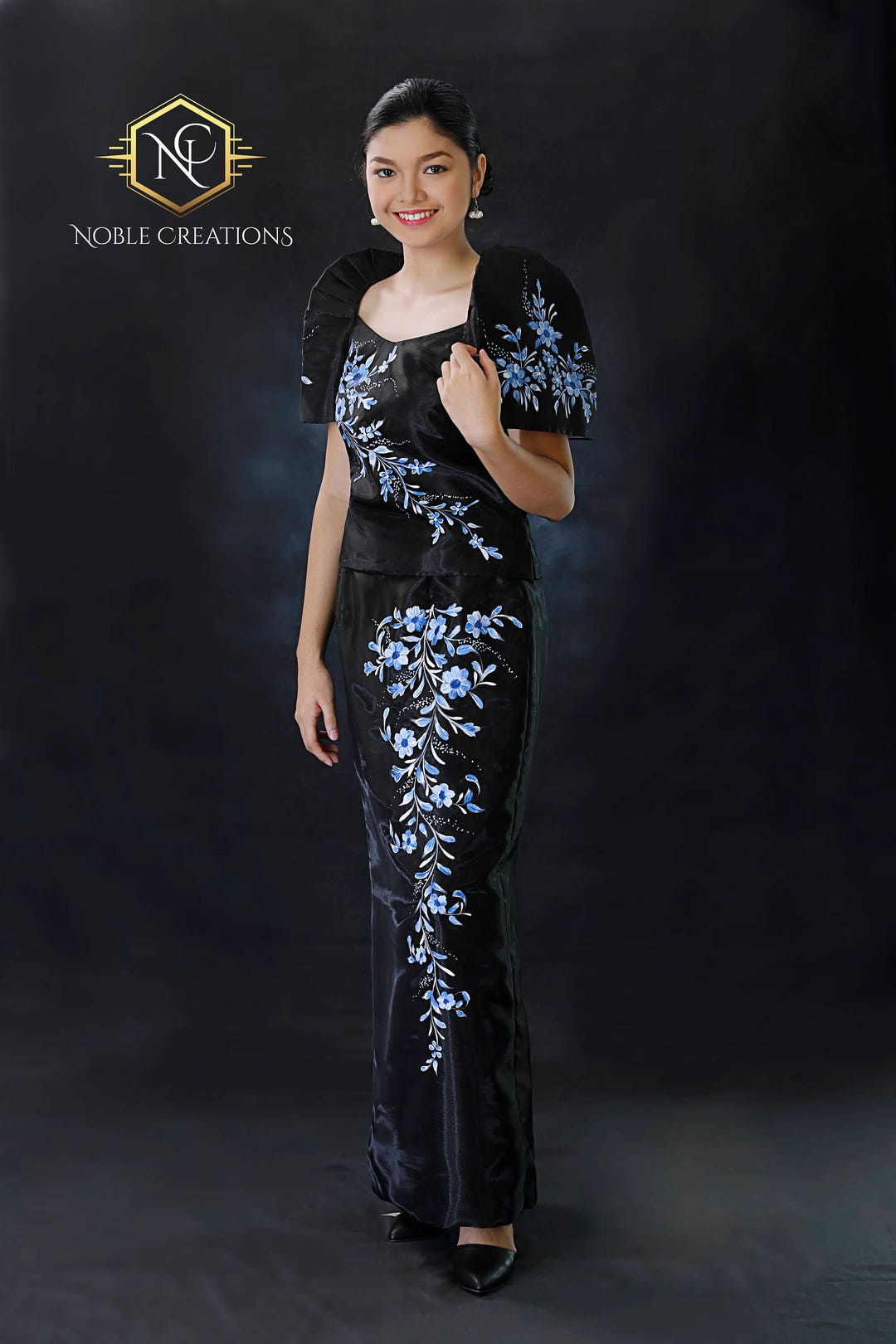 pale blue lace midi dress Fayette Evening Size:12/44 a sweetheart neckline LONG RUFFLED DRESS