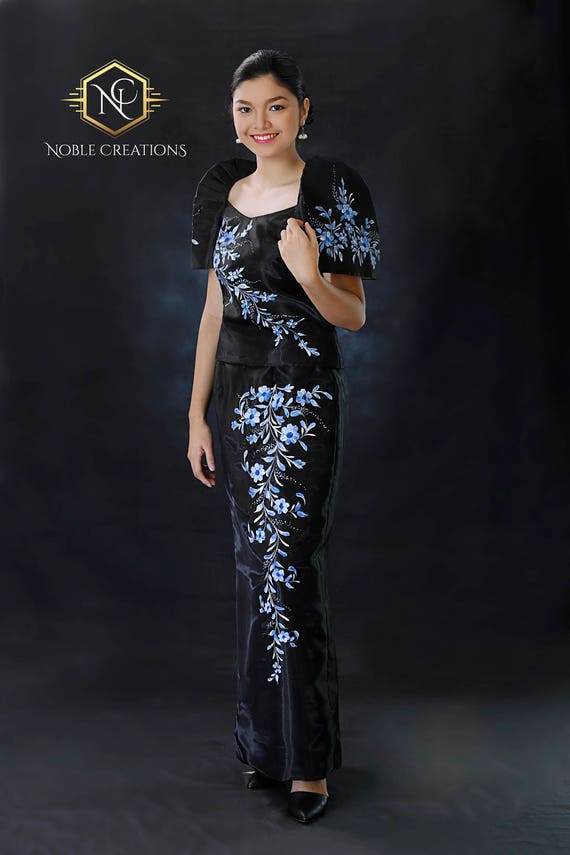 FILIPINIANA DRESS Handpainted Mestiza Gown Philippine National Costume ...