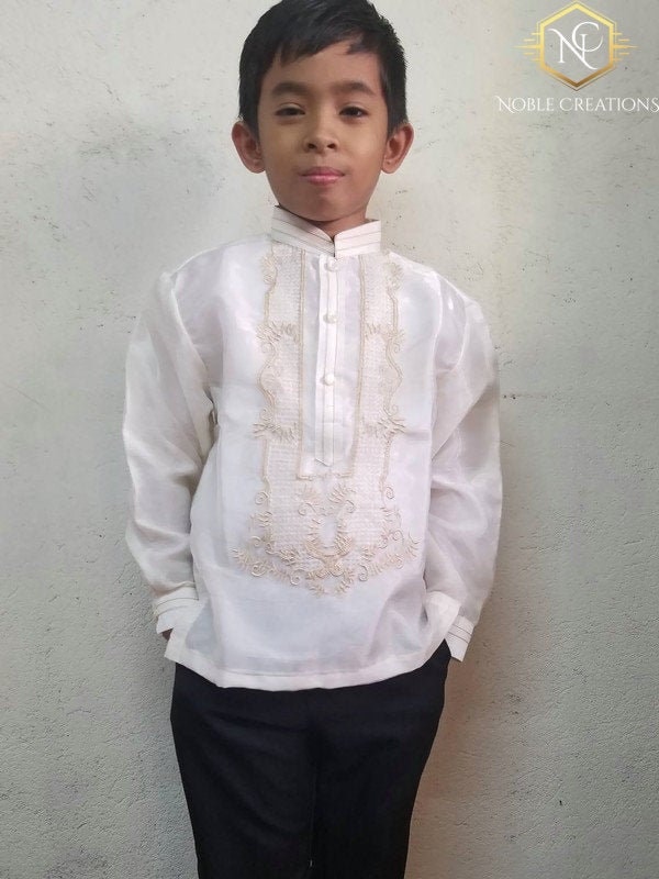 Kids BARONG TAGALOG Beige with Inner Lining Philippine National Costume ...