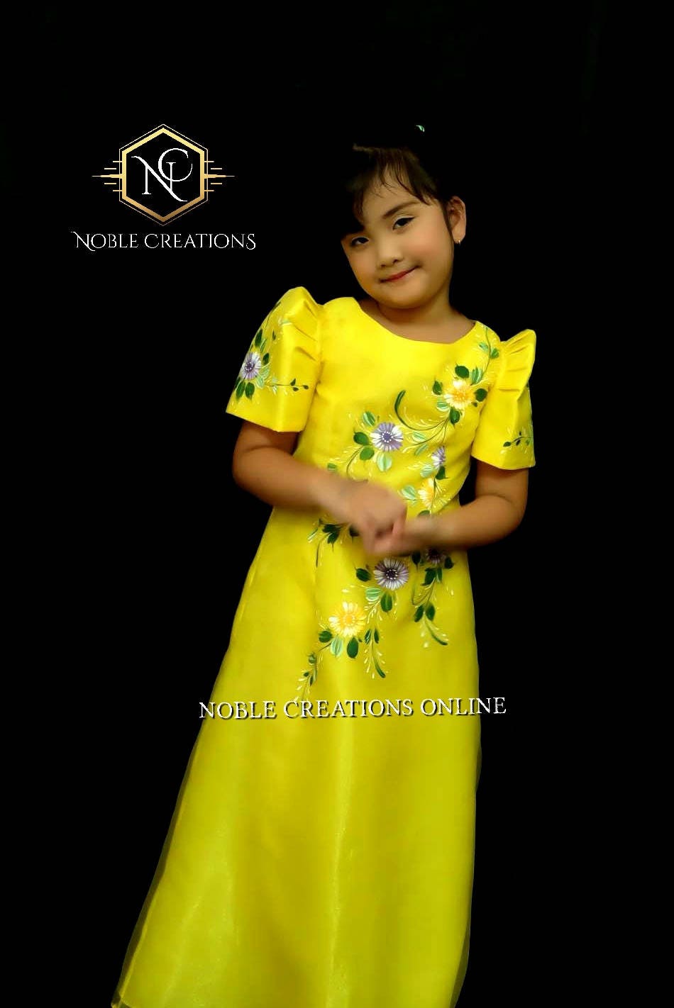 KIDS FILIPINIANA DRESS Handpainted Mestiza Gown SantaCruzan Philippine ...