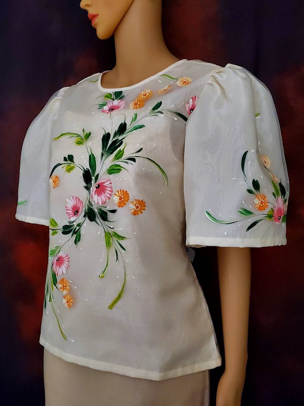 Filipiniana Hand Painted Kimona Barong Tagalog Maria Clara Philippine